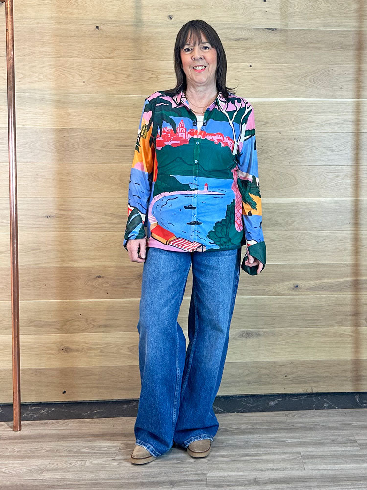 Fabienne Chapot Kevis Mesh Blouse Marina Blue/Evergreen