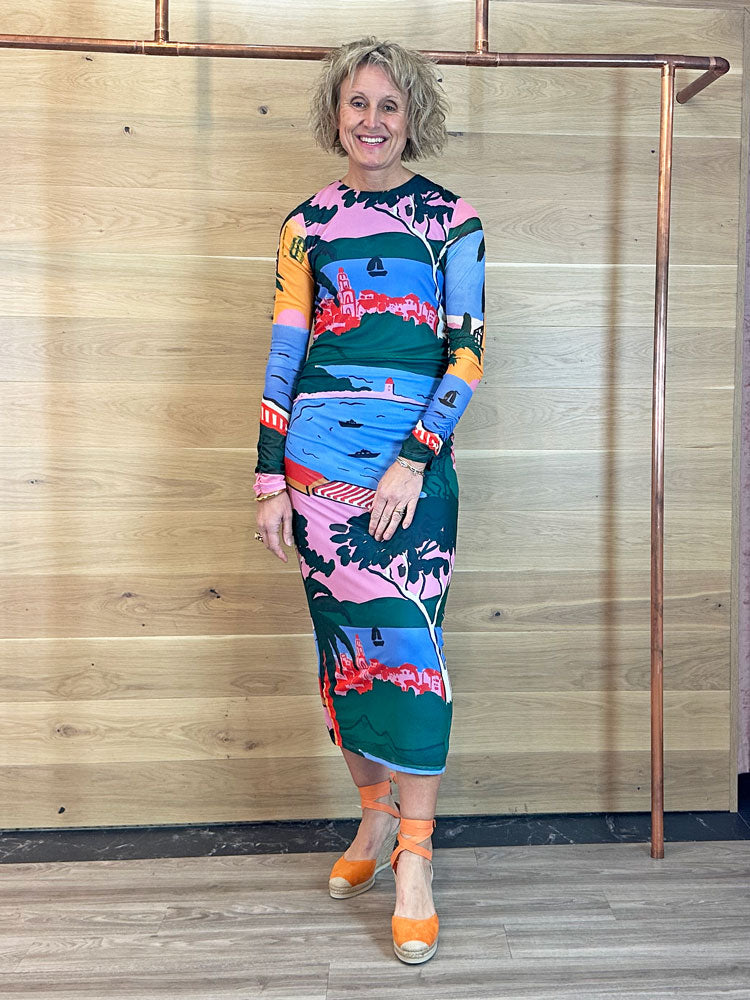 Fabienne Chapot Samara Mesh Dress Marina Blue/Evergreen