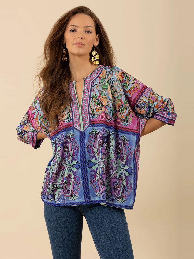 Hale Bob Elaine Blouse Blue