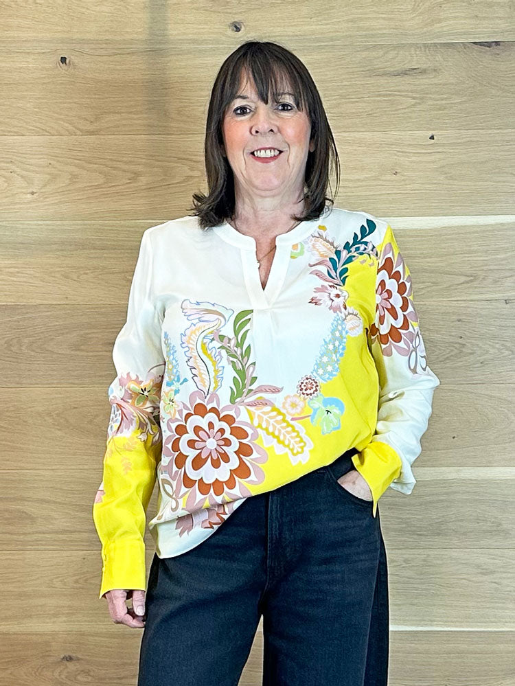 Herzen Silk Blouse Yellow Multi