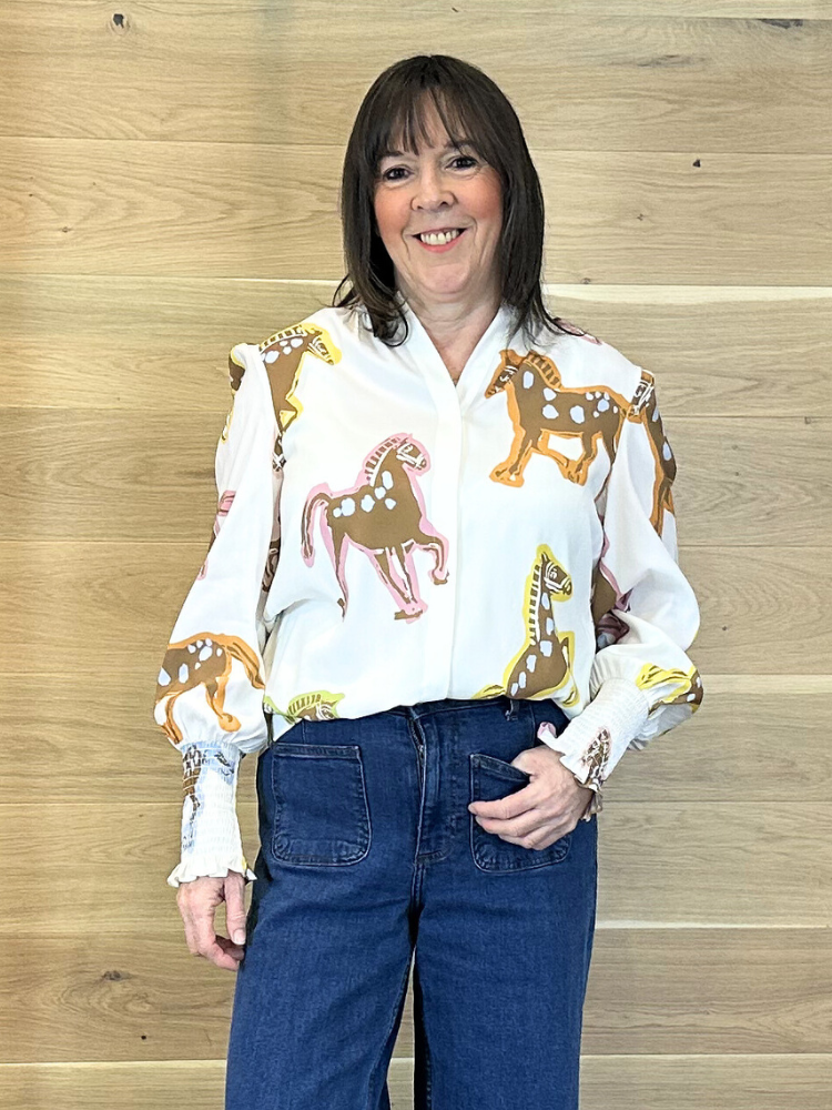 Herzens Silk Blouse Burro Multi