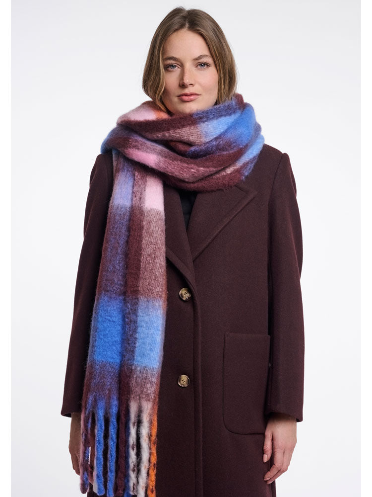 Rino & Pelle Hibbe Check Scarf Blue Fudge