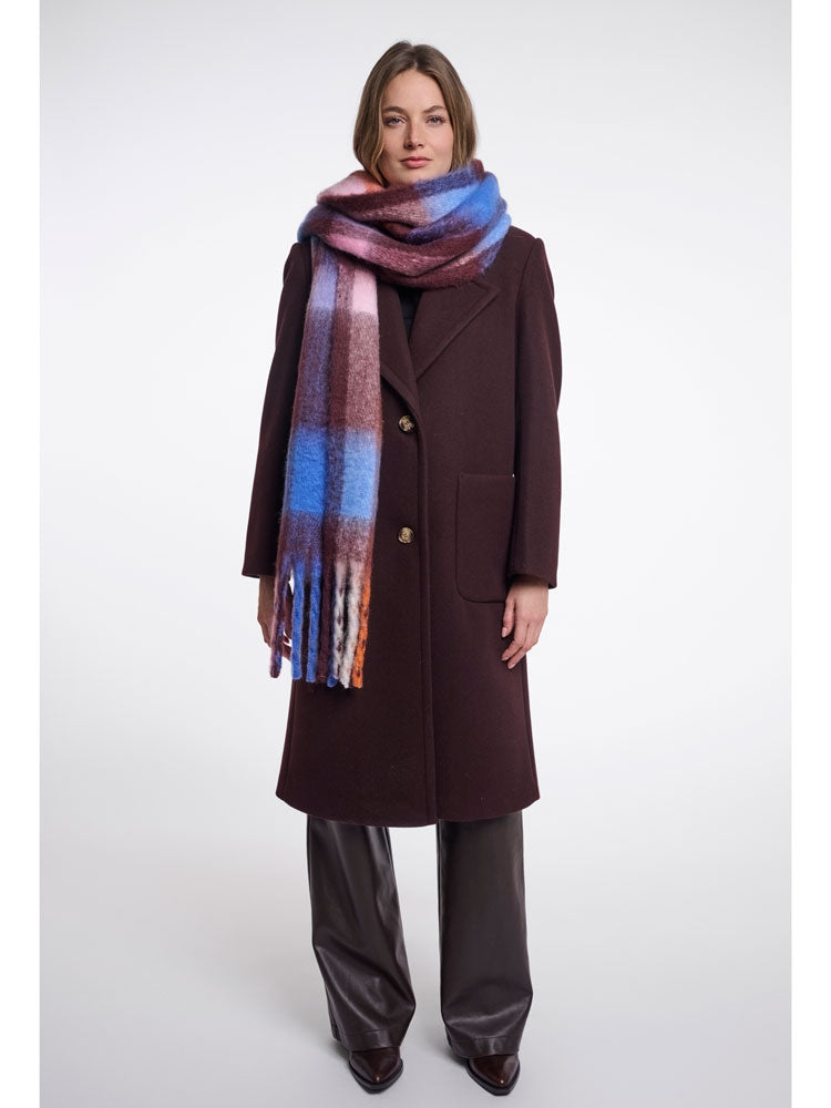 Rino & Pelle Hibbe Check Scarf Blue Fudge