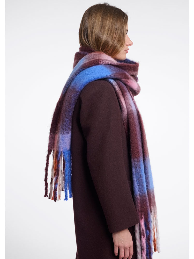 Rino & Pelle Hibbe Check Scarf Blue Fudge