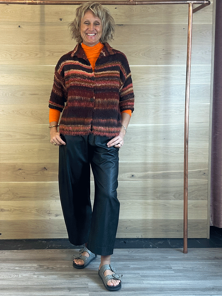 Floor Cardigan with 3/4 Sleeves Pomegranate