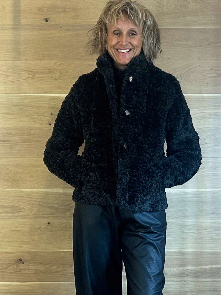Rino & Pelle Kion Faux Fur High Neck Jacket Urban Teal