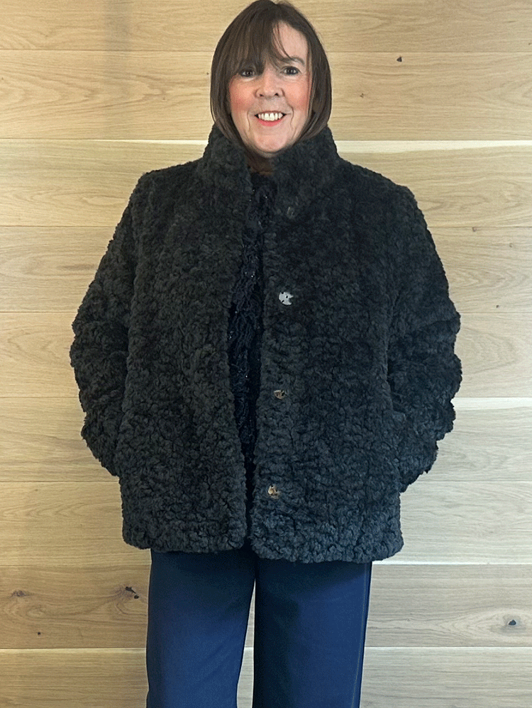 Rino & Pelle Kion Faux Fur High Neck Jacket Urban Teal