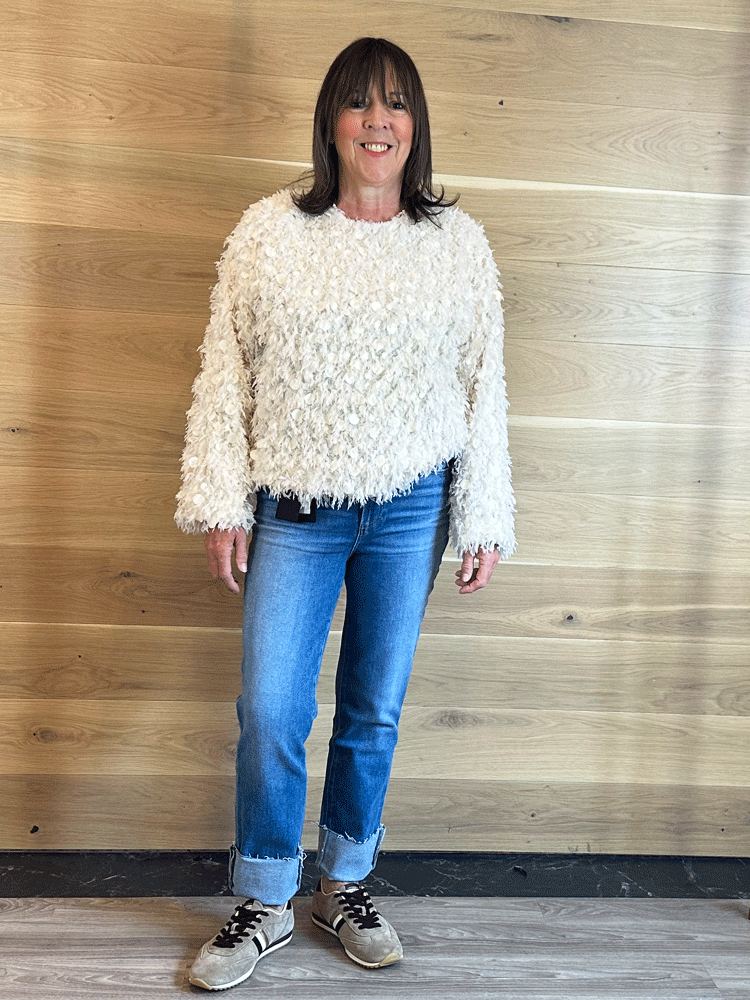 Floor Long Sleeved Fluffy Jumper Cream