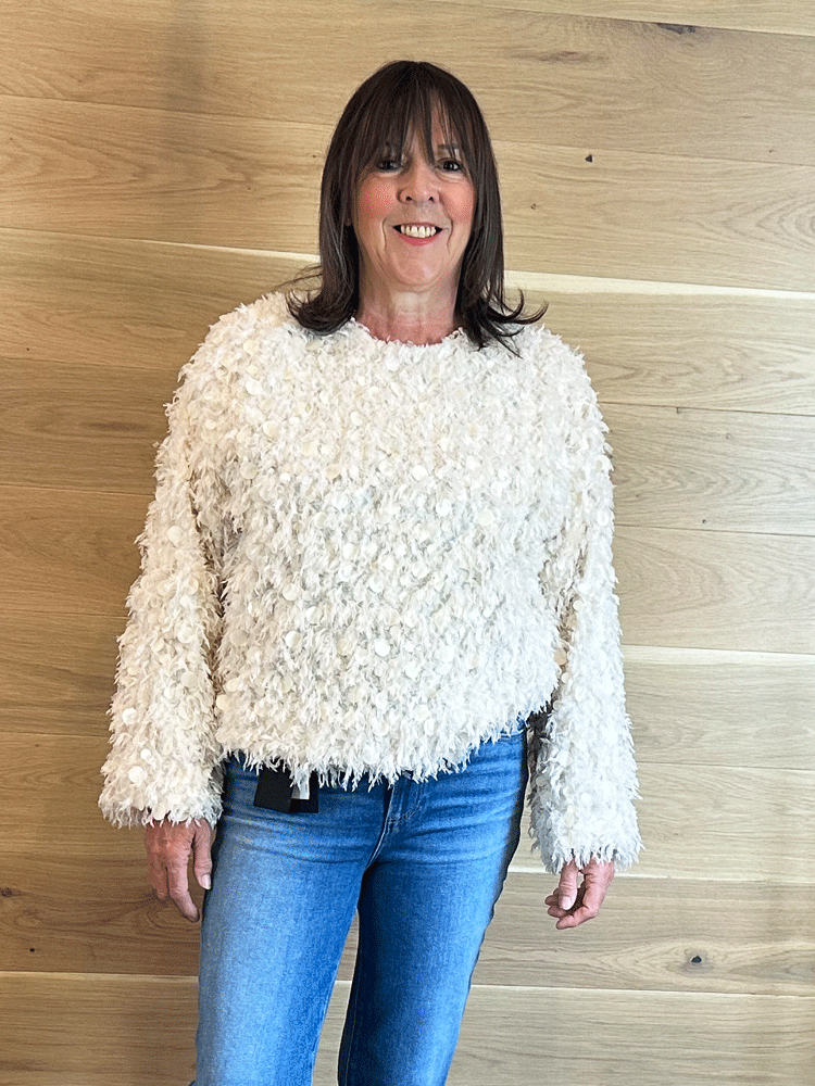 Floor Long Sleeved Fluffy Jumper Cream