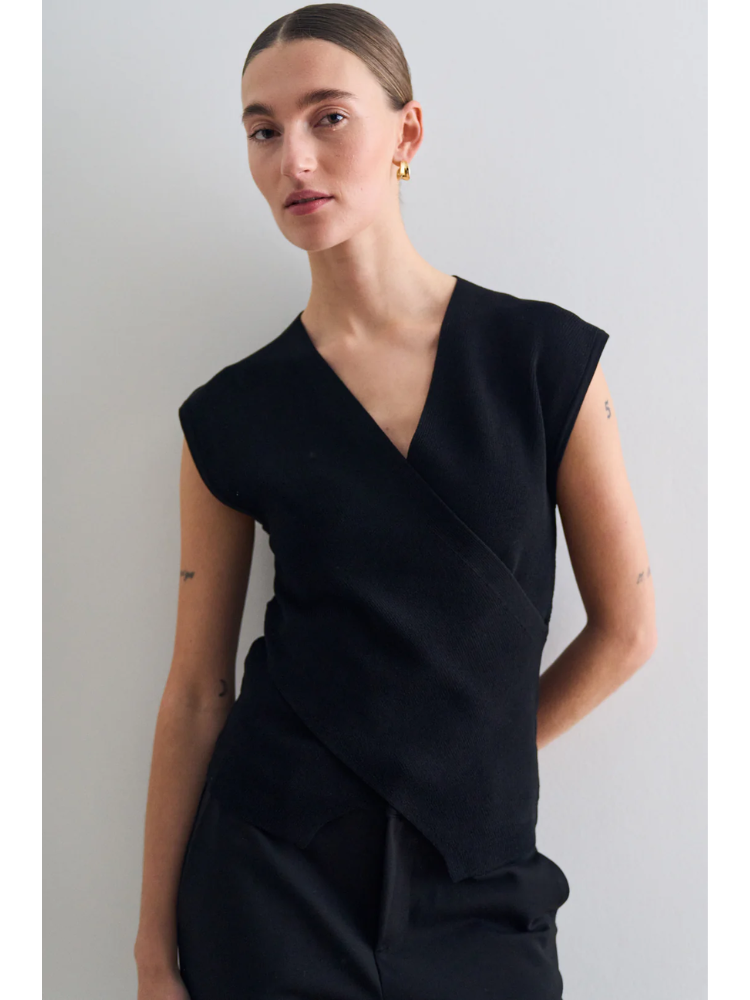 Pieszak PD-Vigga Cross-Over Knit Top Black
