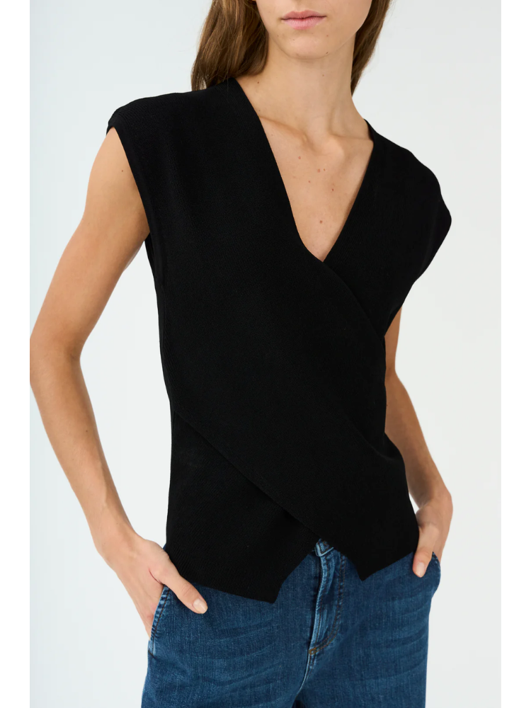 Pieszak PD-Vigga Cross-Over Knit Top Black