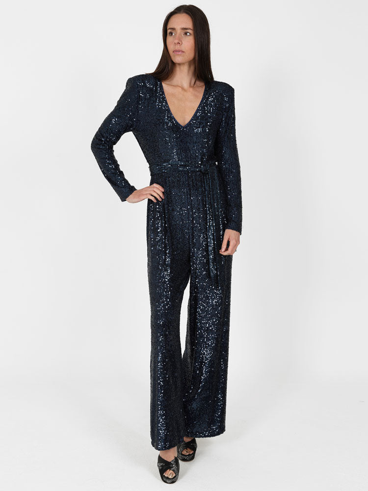 Sirens New York Jumpsuit Navy Sequin