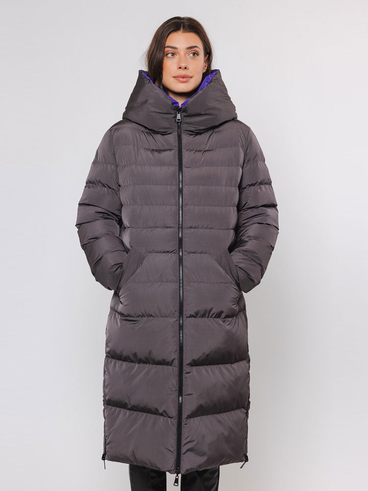 Rino &amp; Pelle Keila Reversible Long Coat Graphite &amp; Purple