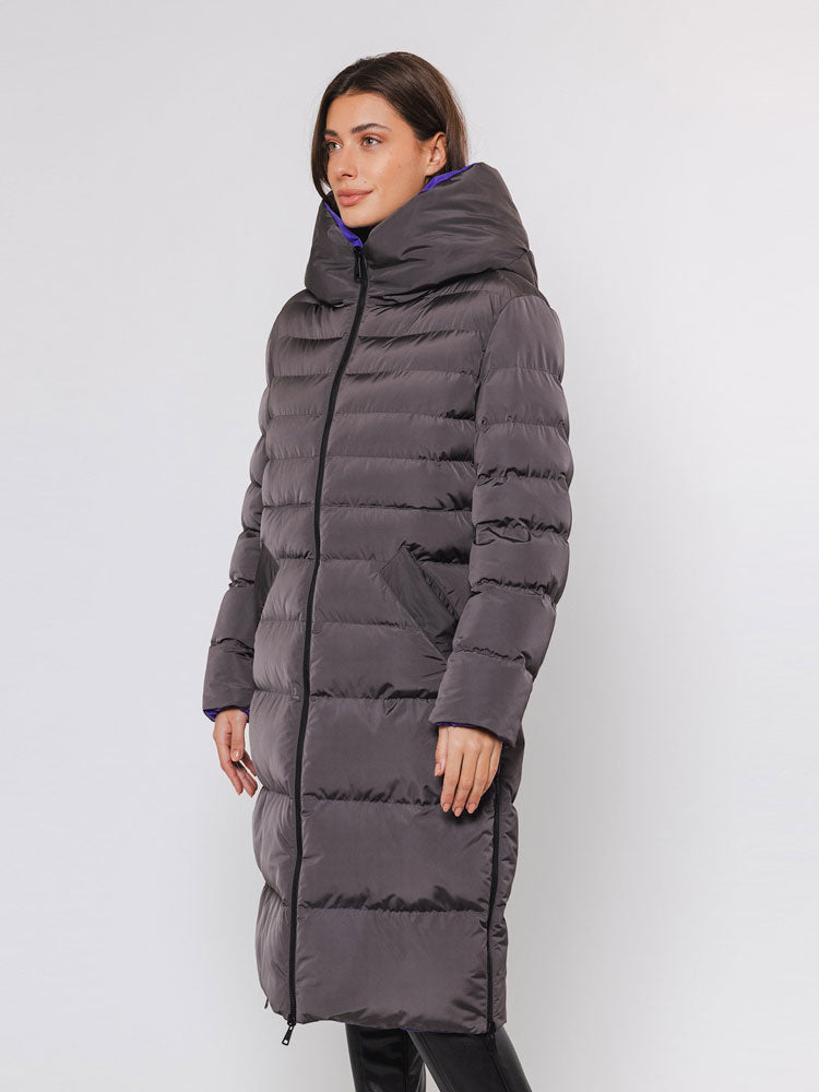 Rino &amp; Pelle Keila Reversible Long Coat Graphite &amp; Purple