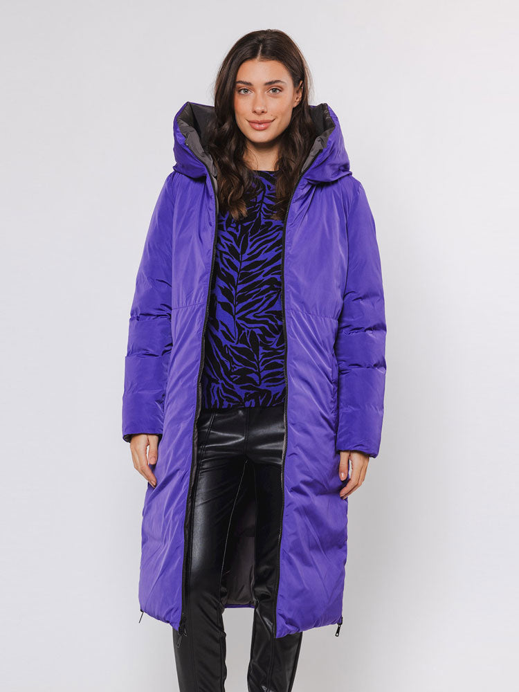 Rino &amp; Pelle Keila Reversible Long Coat Graphite &amp; Purple