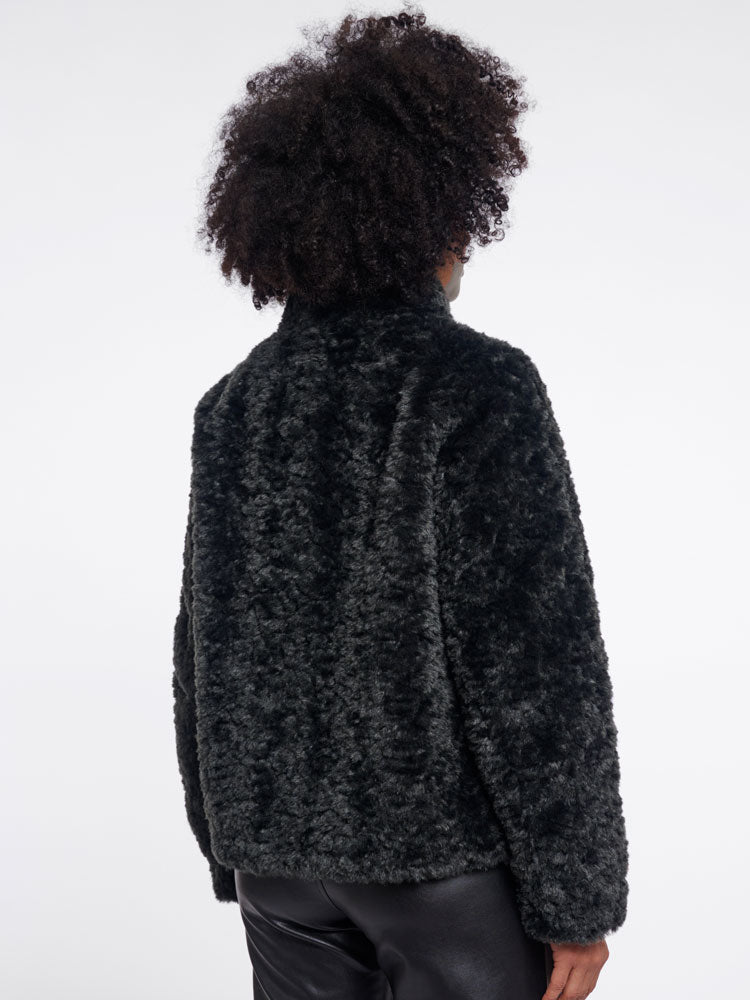 Rino & Pelle Kion Faux Fur High Neck Jacket Urban Teal