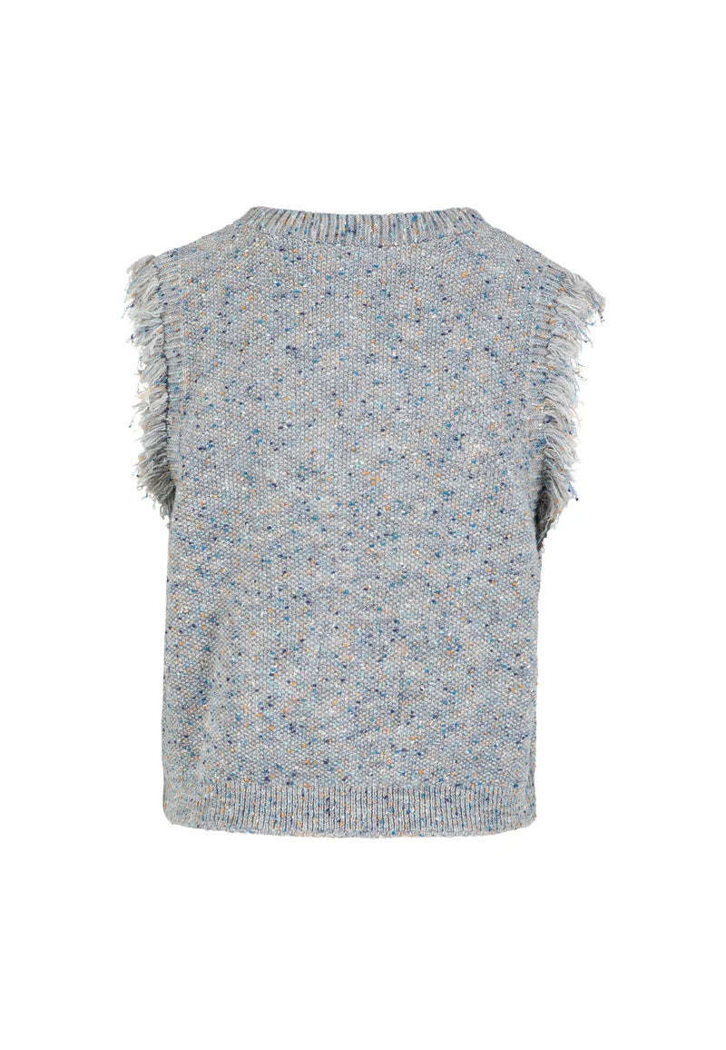 Coster Copenhagen Fringed Knitted Vest Grey Metallic Mix