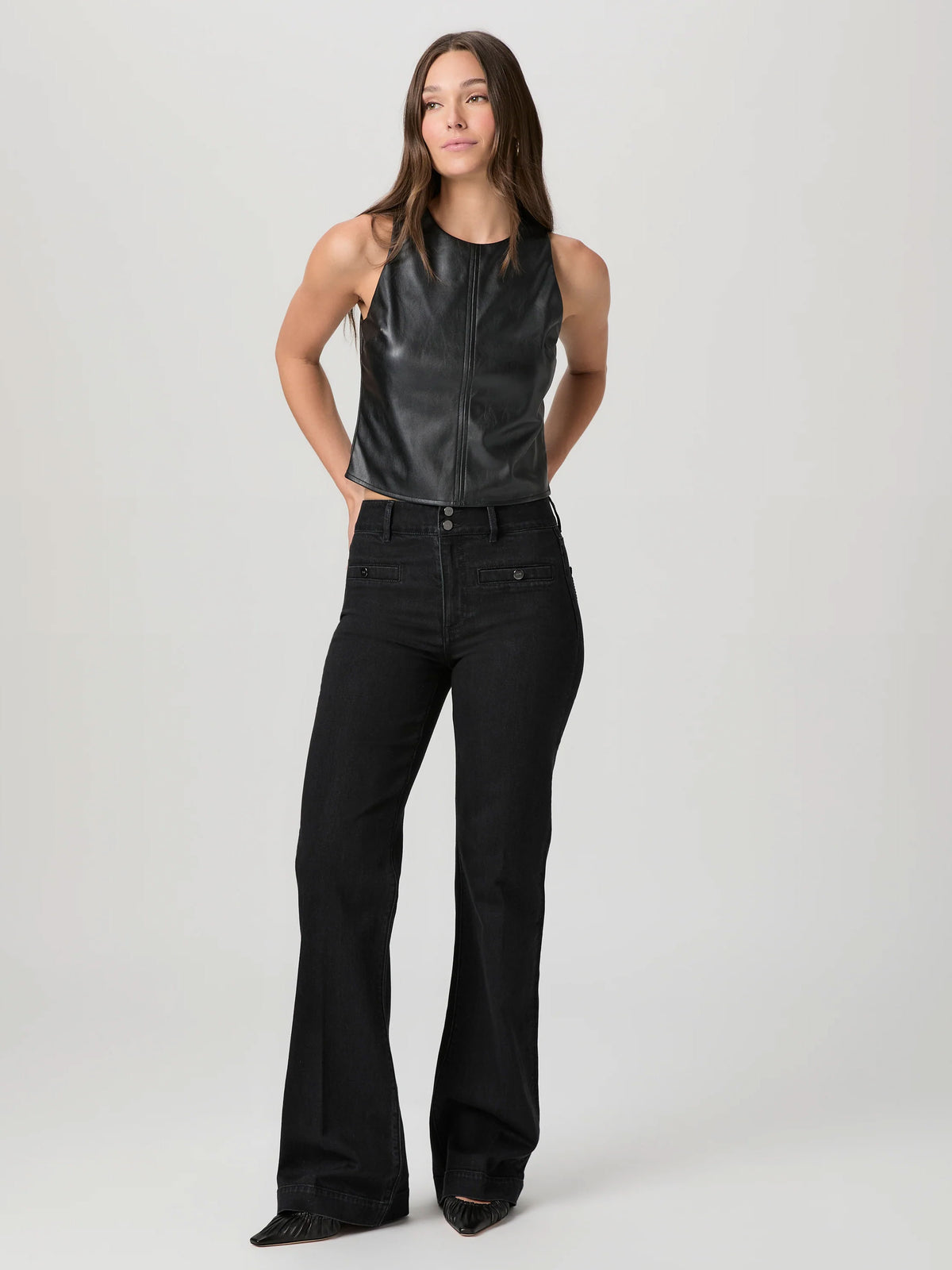 Paige Leenah Wide Leg Jeans Faded Darkness