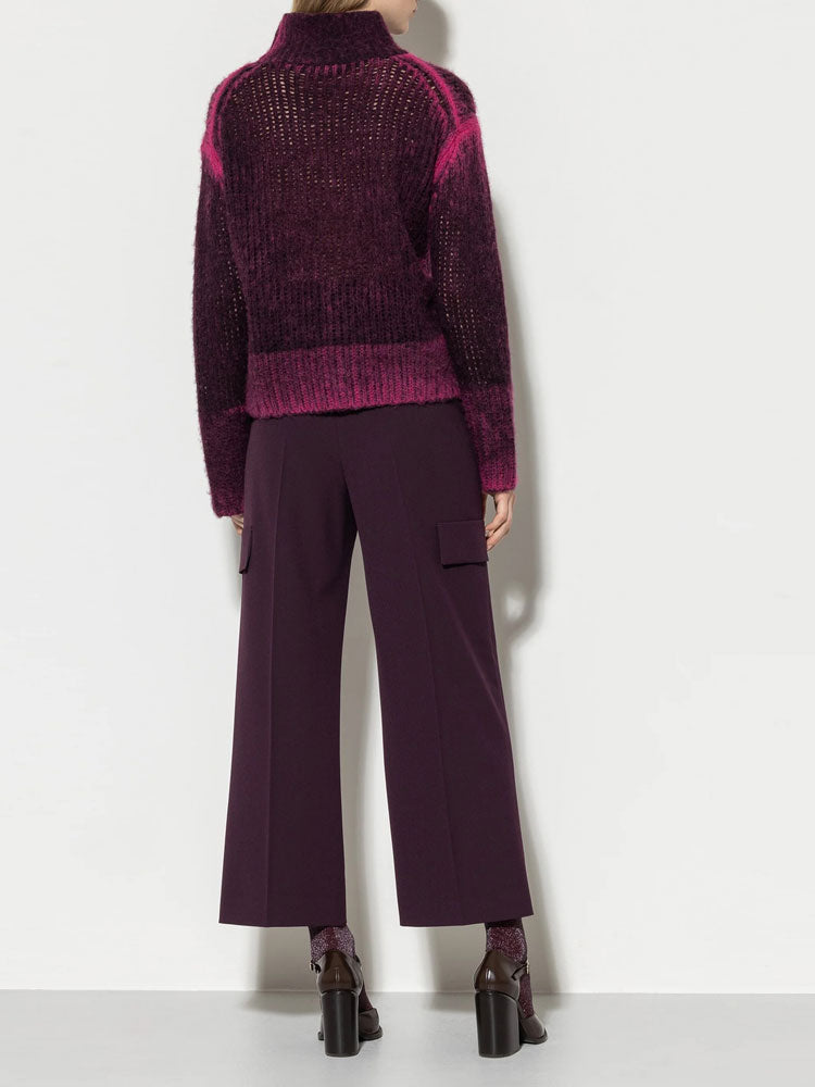 Luisa Cerano Cargo Trousers with Front Pleat Burgundy