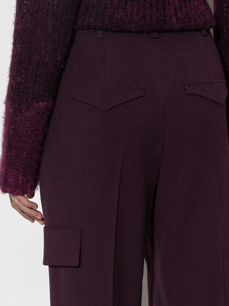 Luisa Cerano Cargo Trousers with Front Pleat Burgundy