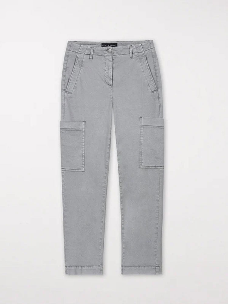 Luisa Cerano High-Stretch Tapered Denim Trousers Soft Grey