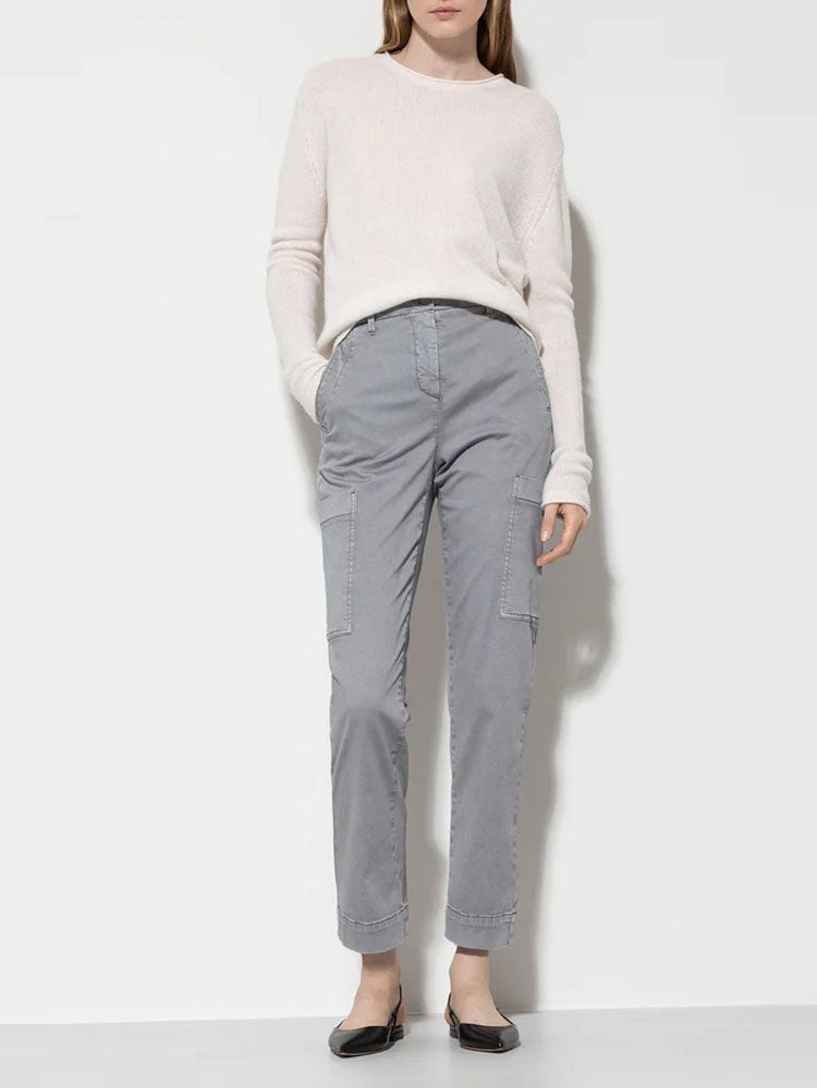 Luisa Cerano High-Stretch Tapered Denim Trousers Soft Grey