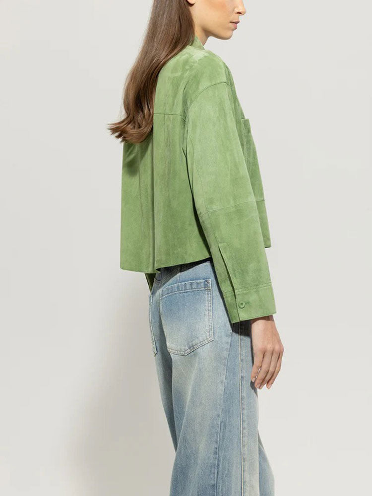 Luisa Cerano Suede Shirt Jacket Green