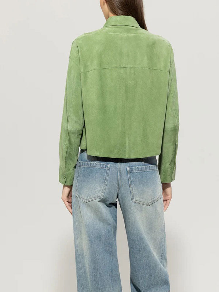 Luisa Cerano Suede Shirt Jacket Green