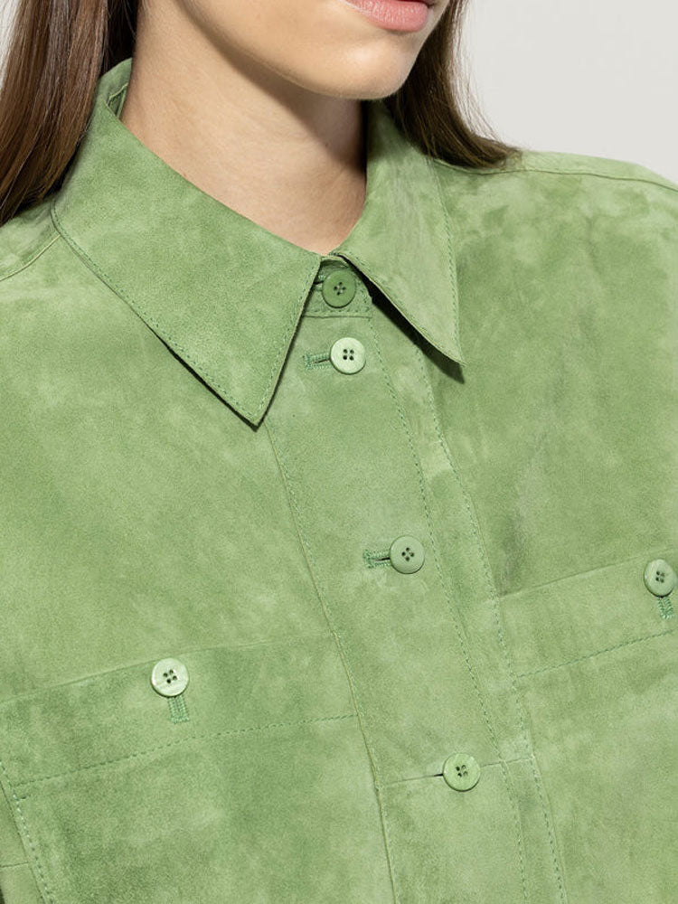 Luisa Cerano Suede Shirt Jacket Green