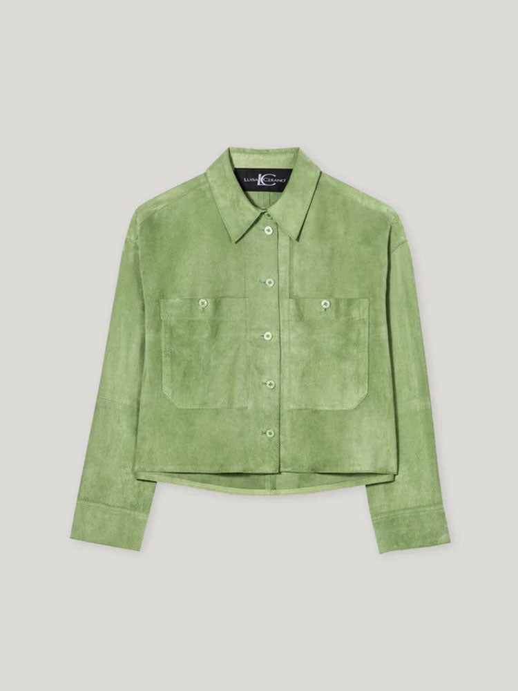 Luisa Cerano Suede Shirt Jacket Green