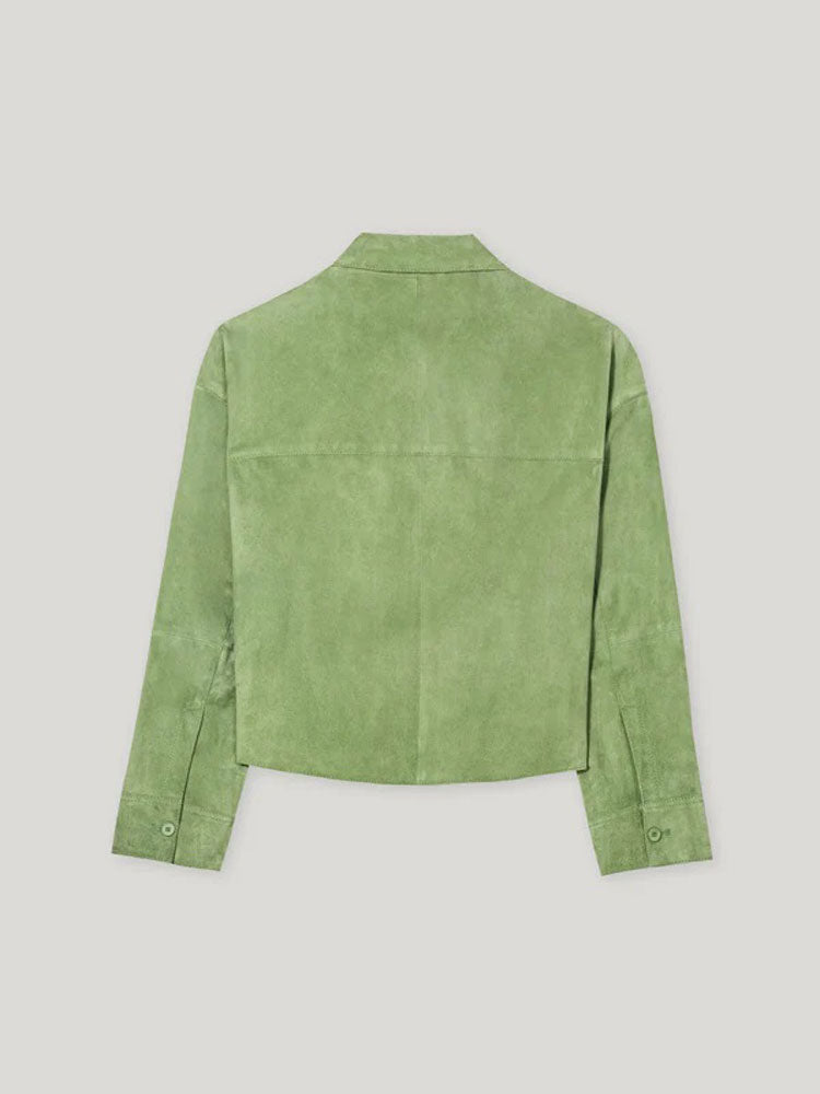 Luisa Cerano Suede Shirt Jacket Green