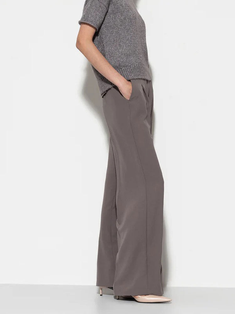 Luisa Cerano Wide Leg Trousers with Pleats Taupe