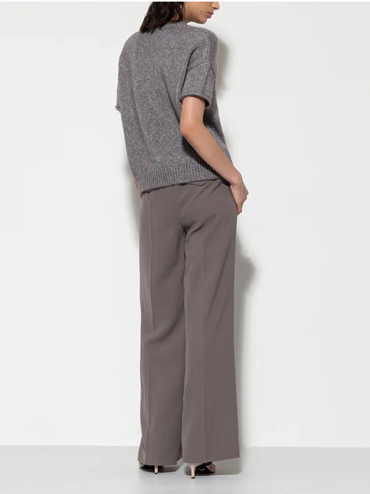 Luisa Cerano Wide Leg Trousers with Pleats Taupe