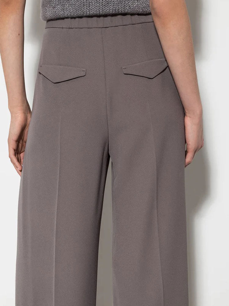 Luisa Cerano Wide Leg Trousers with Pleats Taupe