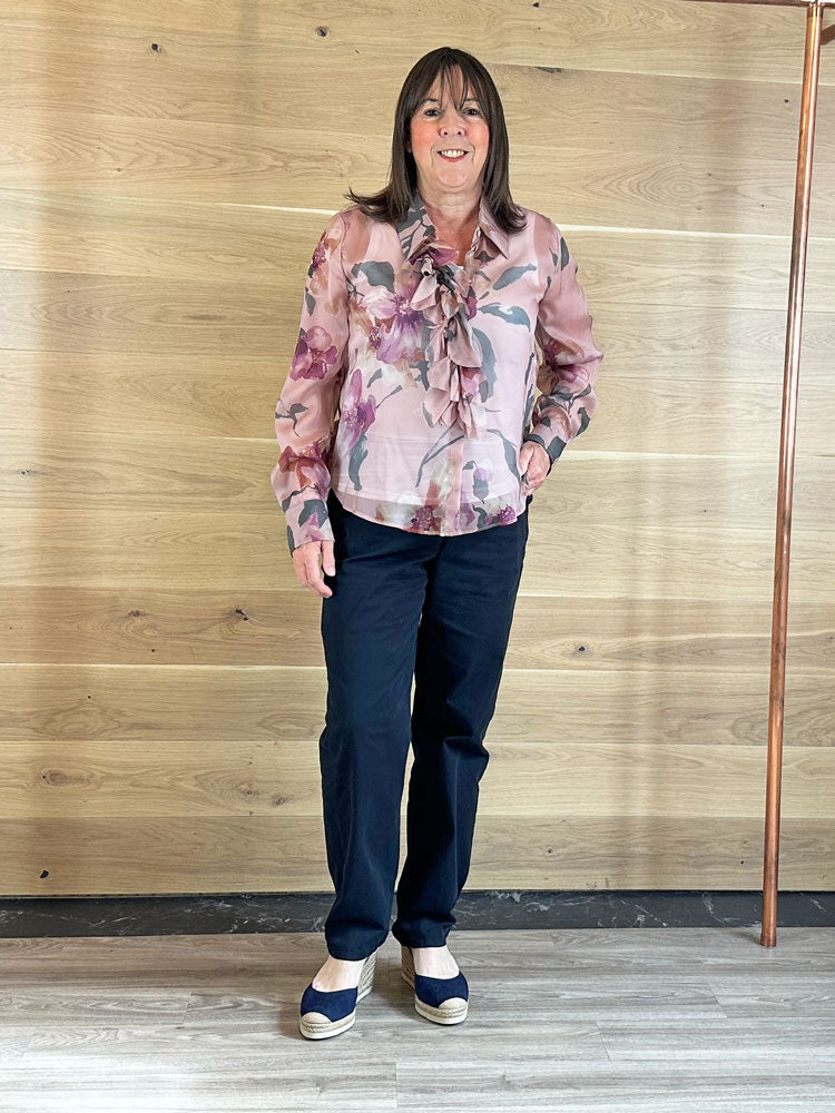 Luisa Cerano Silk Floral Blouse Pink