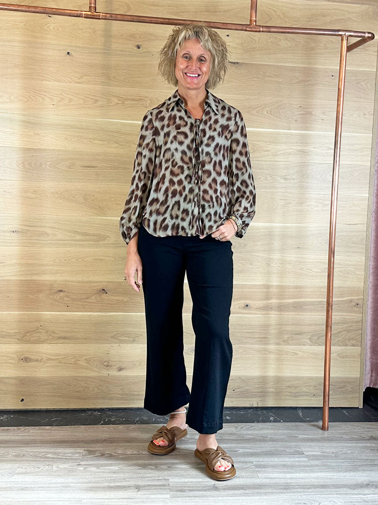 Luisa Cerano Animal Print Blouse Brown