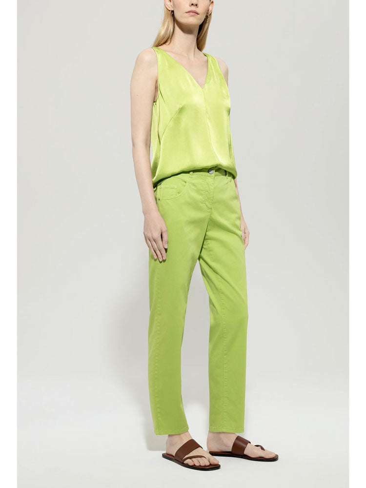 Luisa Cerano High-Stretch Tapered Denim Trousers Green