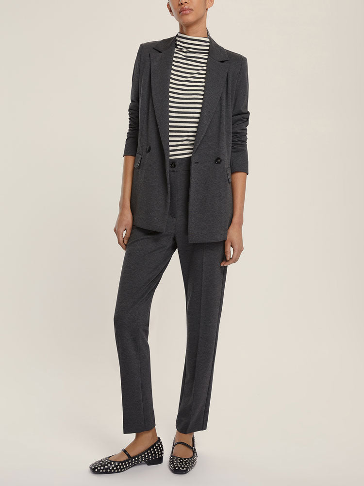 Emme Marella Maia Striped Roll Neck Dark Grey