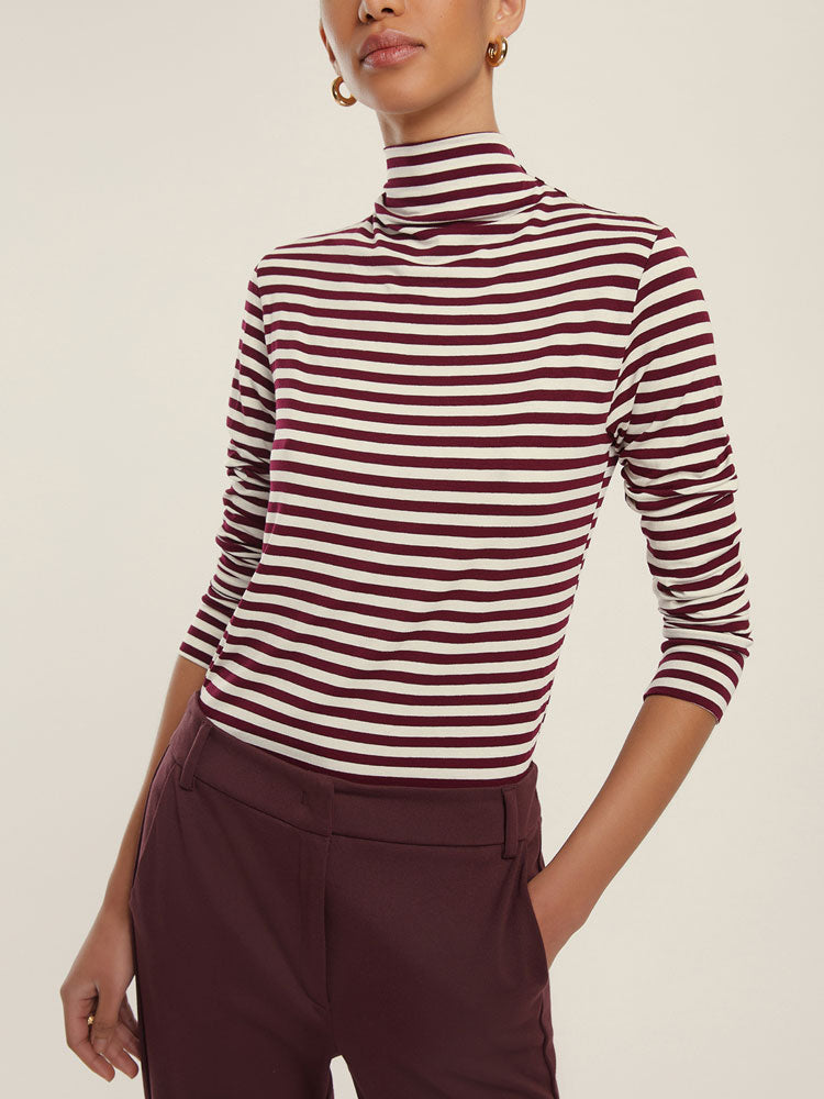Emme Marella Maia Striped Roll Neck Bordeaux