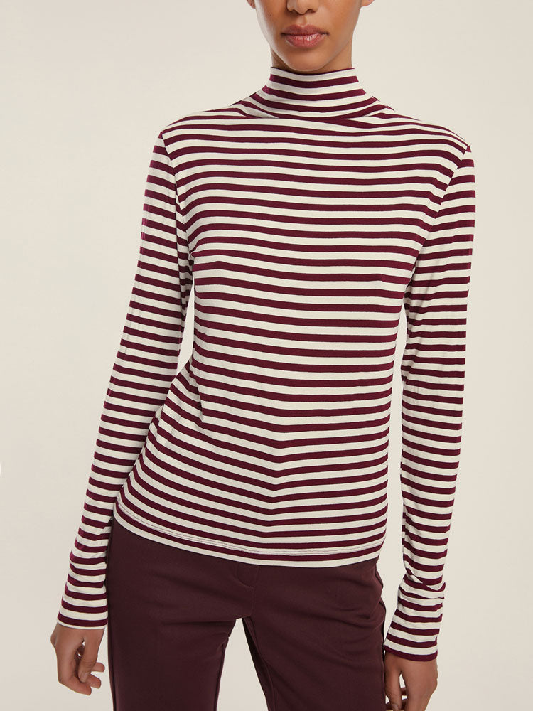 Emme Marella Maia Striped Roll Neck Bordeaux