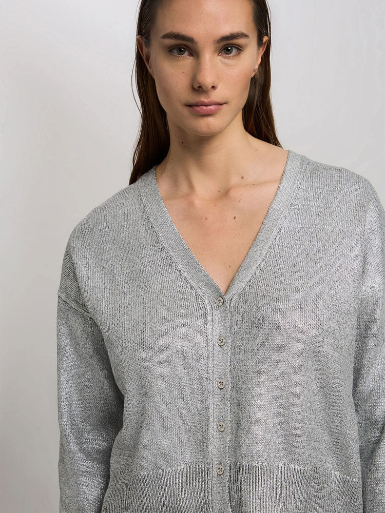 Marc Aurel Cardigan with Metallic Coating Grey