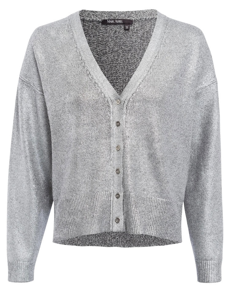 Marc Aurel Cardigan with Metallic Coating Grey