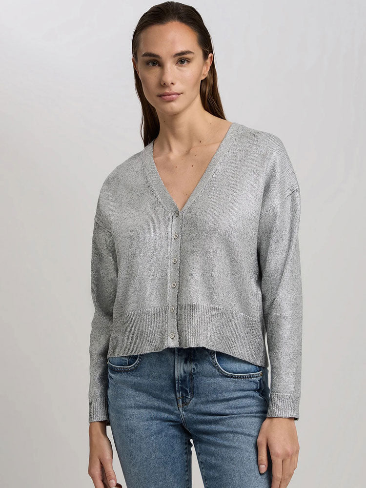 Marc Aurel Cardigan with Metallic Coating Grey