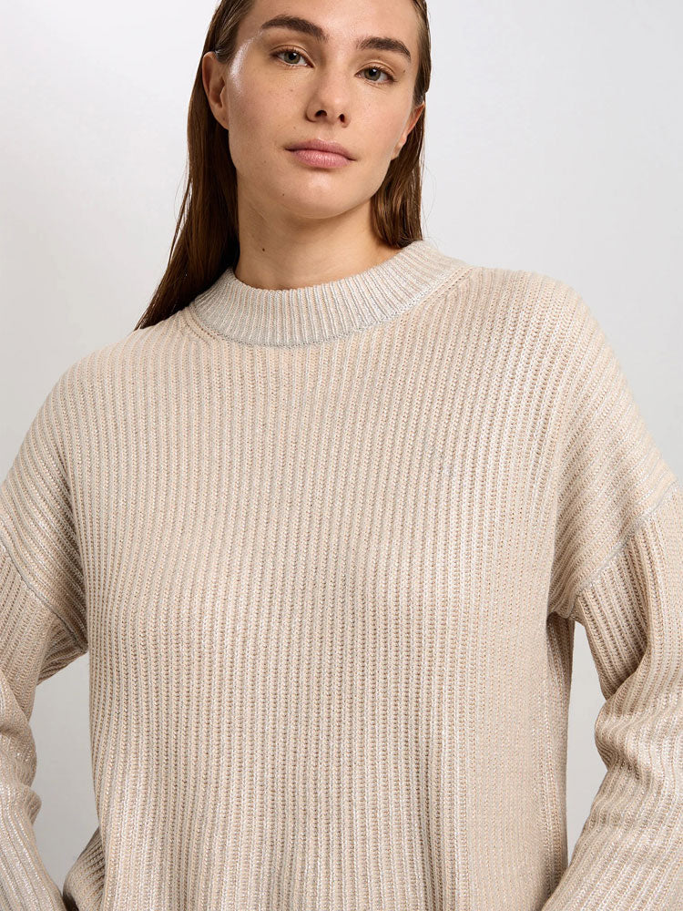 Marc Aurel Jumper with Metallic Coating Light Sand