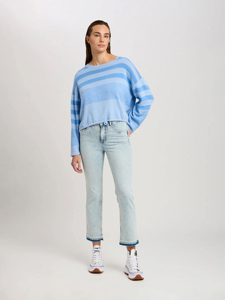 Marc Aurel Striped Cashmere Mix Jumper Blue