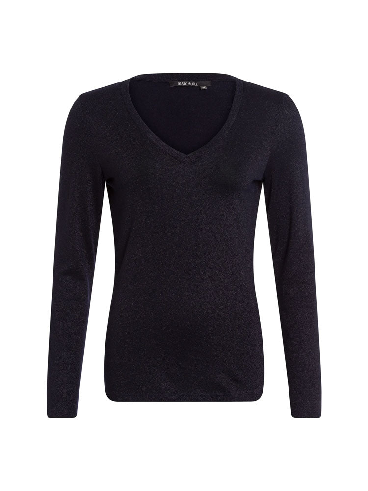 Marc Aurel Long Sleeve Sparkly Top Navy