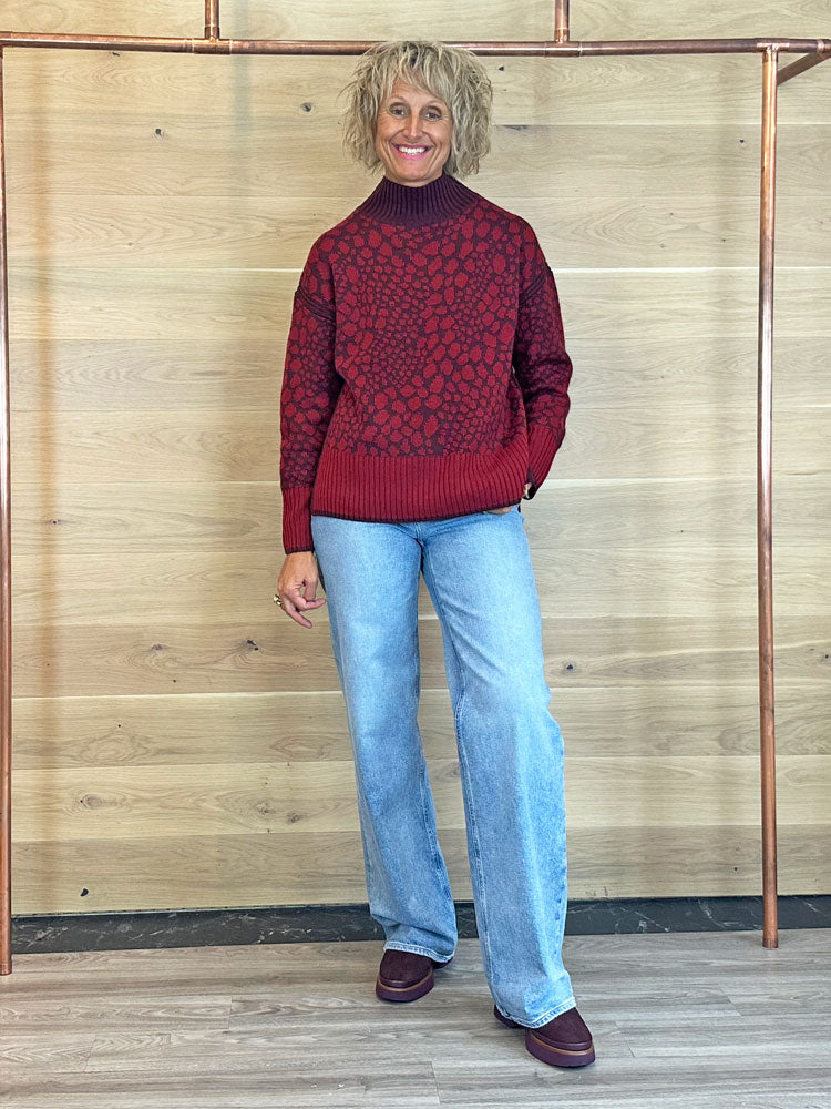 Marc Aurel Snake Print Knit Red