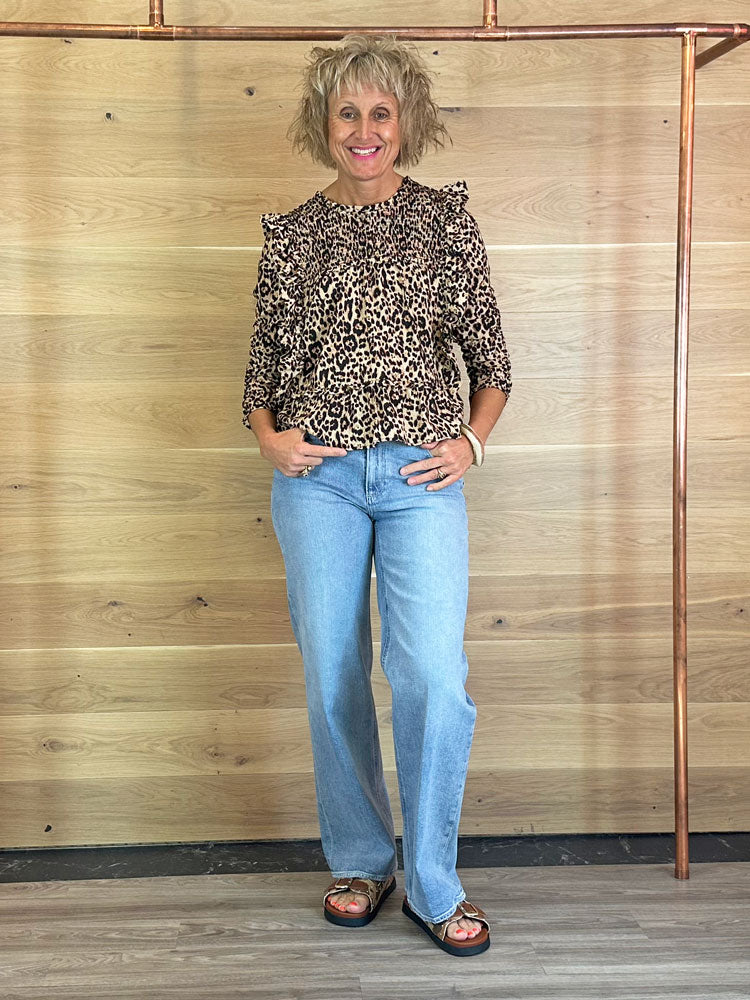Munthe Crisp Animal Print Blouse Camel