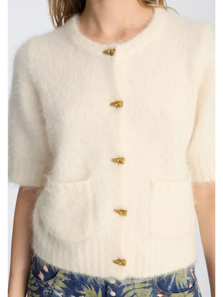 Munthe Locca Short Sleeve Cardigan Ivory