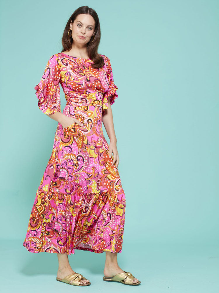 Onjenu Gabriella Dress Sol Paisley Neon